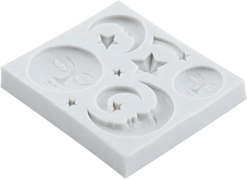 TAOXIBEI Star Sun Moon Face Silicone Mold Sun Face Polymer Clay Molds for DIY Crafts Air Dry Plaster Polymer Clay Epoxy Resin Casting Jewelry Making - Image 4